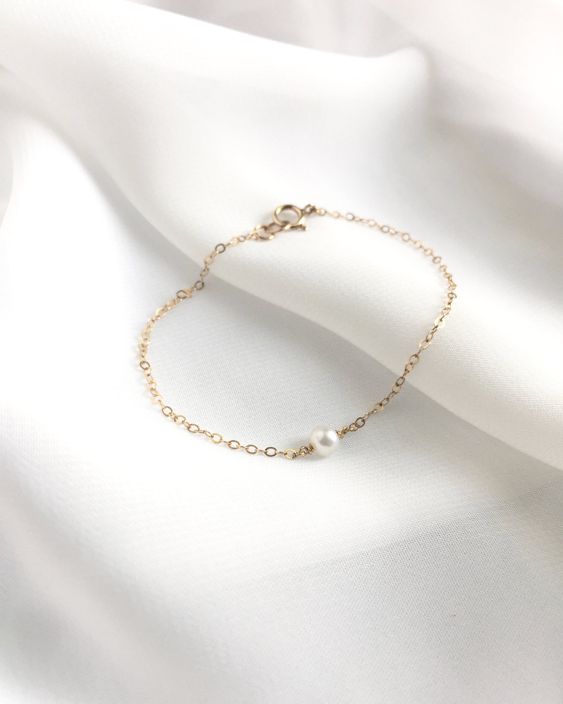 Dainty Pearl Bracelet | Delicate Minimalist Pearl Bracelet | IB Jewelry