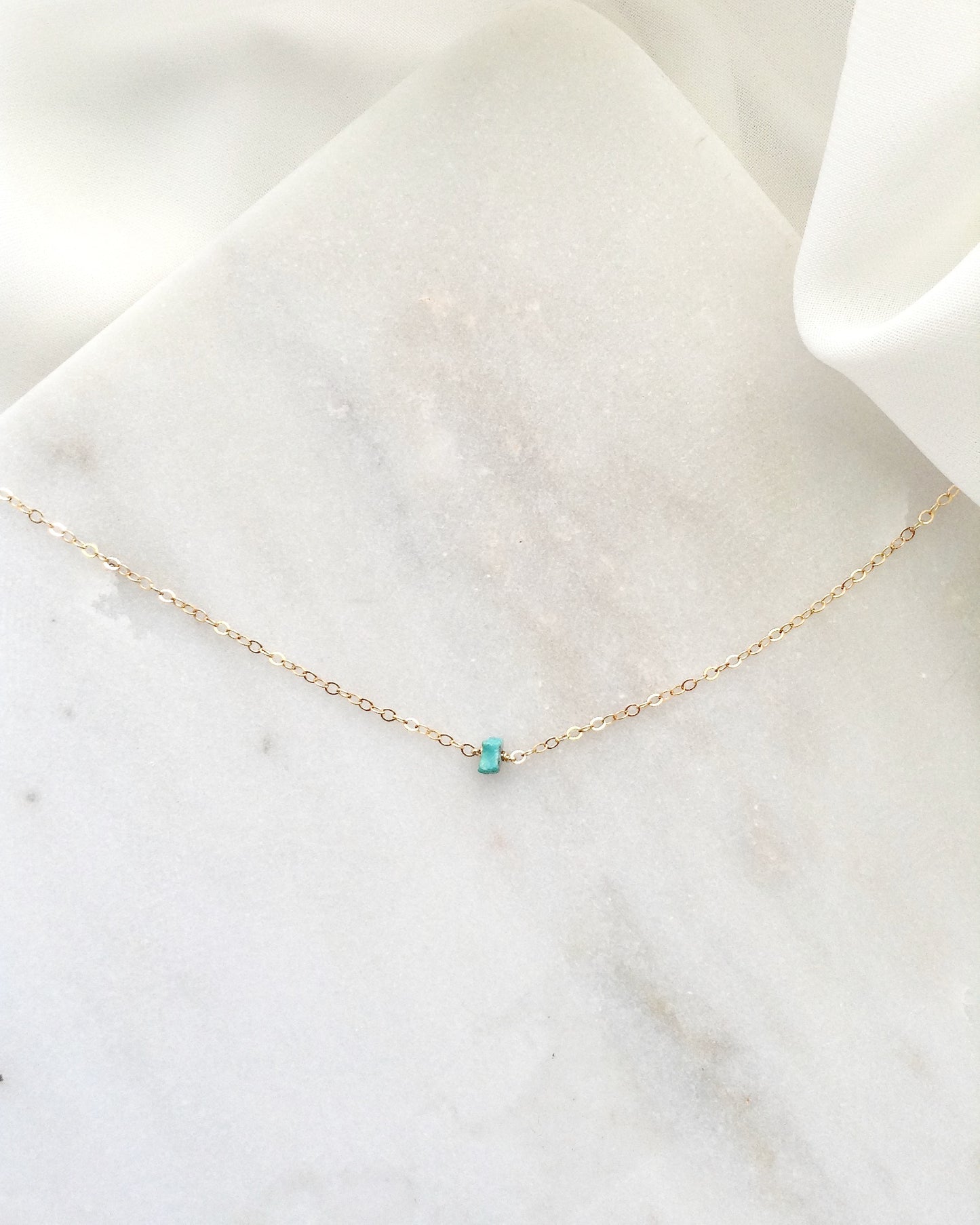 Simple Turquoise Choker Necklace | Dainty Chain Choker in Gold Filled or Sterling Silver | IB Jewelry