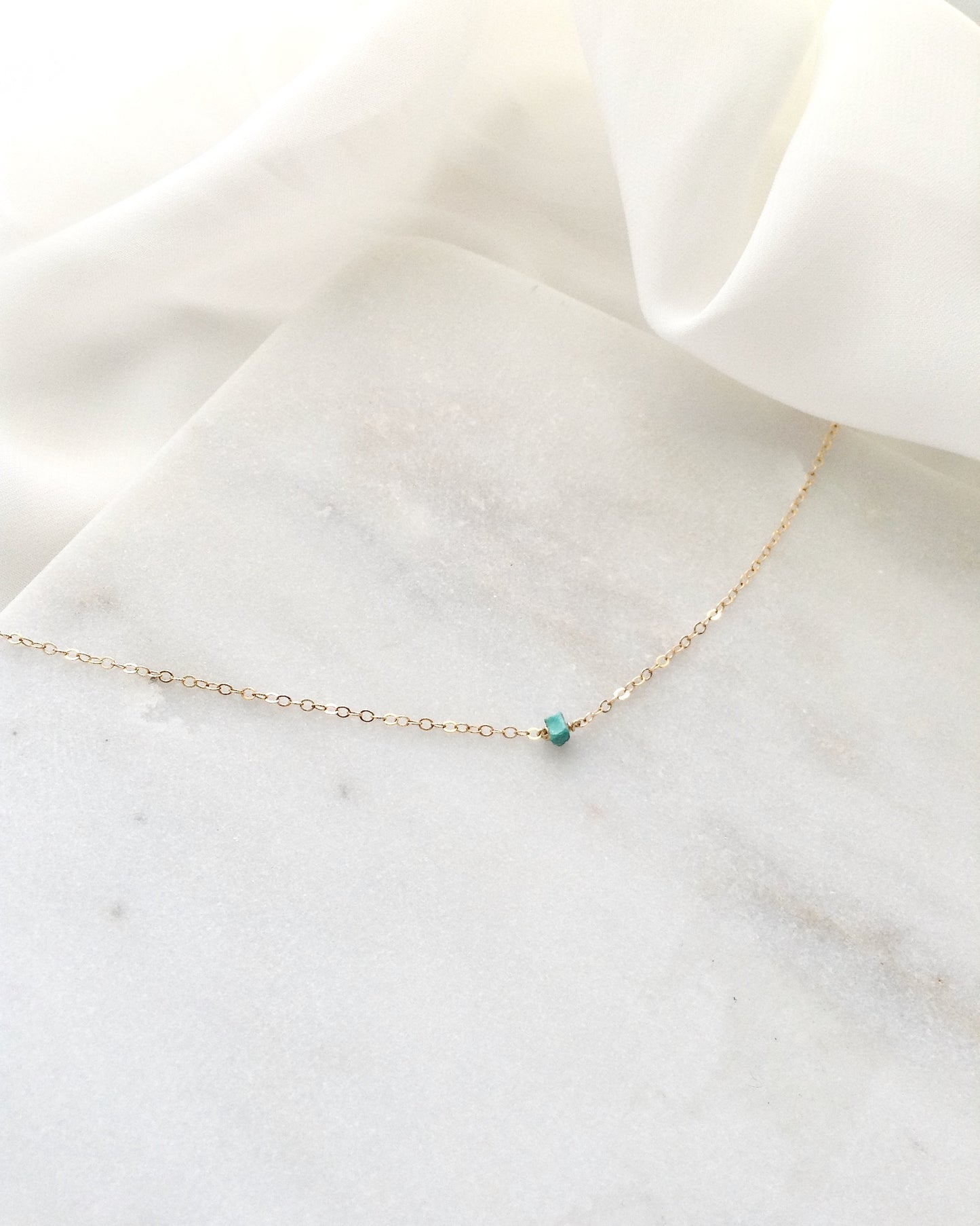 Tuquoise Gemstone Choker | Dainty Turquoise Choker | Simple Chain Choker Necklace | IB Jewelry