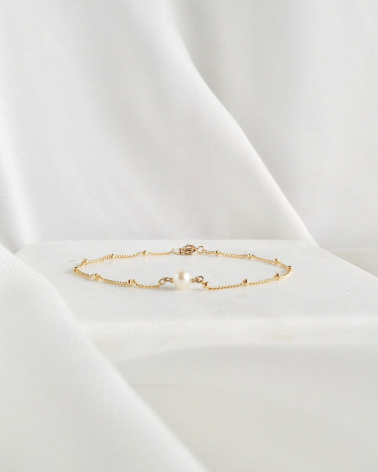 Dainty Pearl Bracelet In Gold Filled or Sterling Silver | IB Jewelry