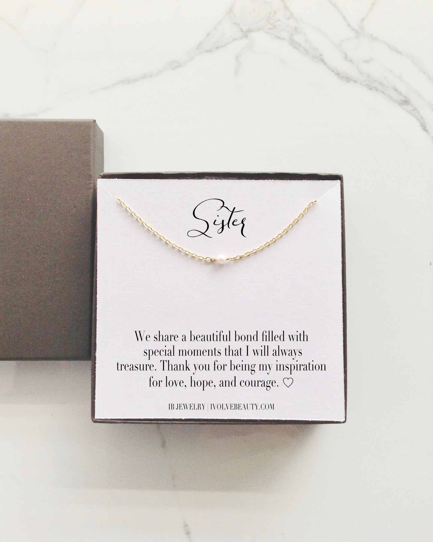 Sister Gift Tiny Single Pearl Necklace | Meaningful Necklace | IB Jewelry