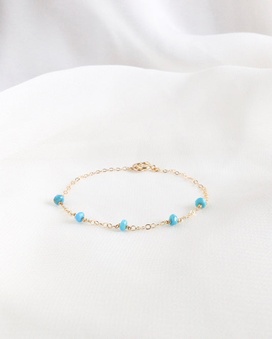 Sleeping Beauty Turquoise Bracelet in Gold Filled or Sterling Silver | IB Jewelry
