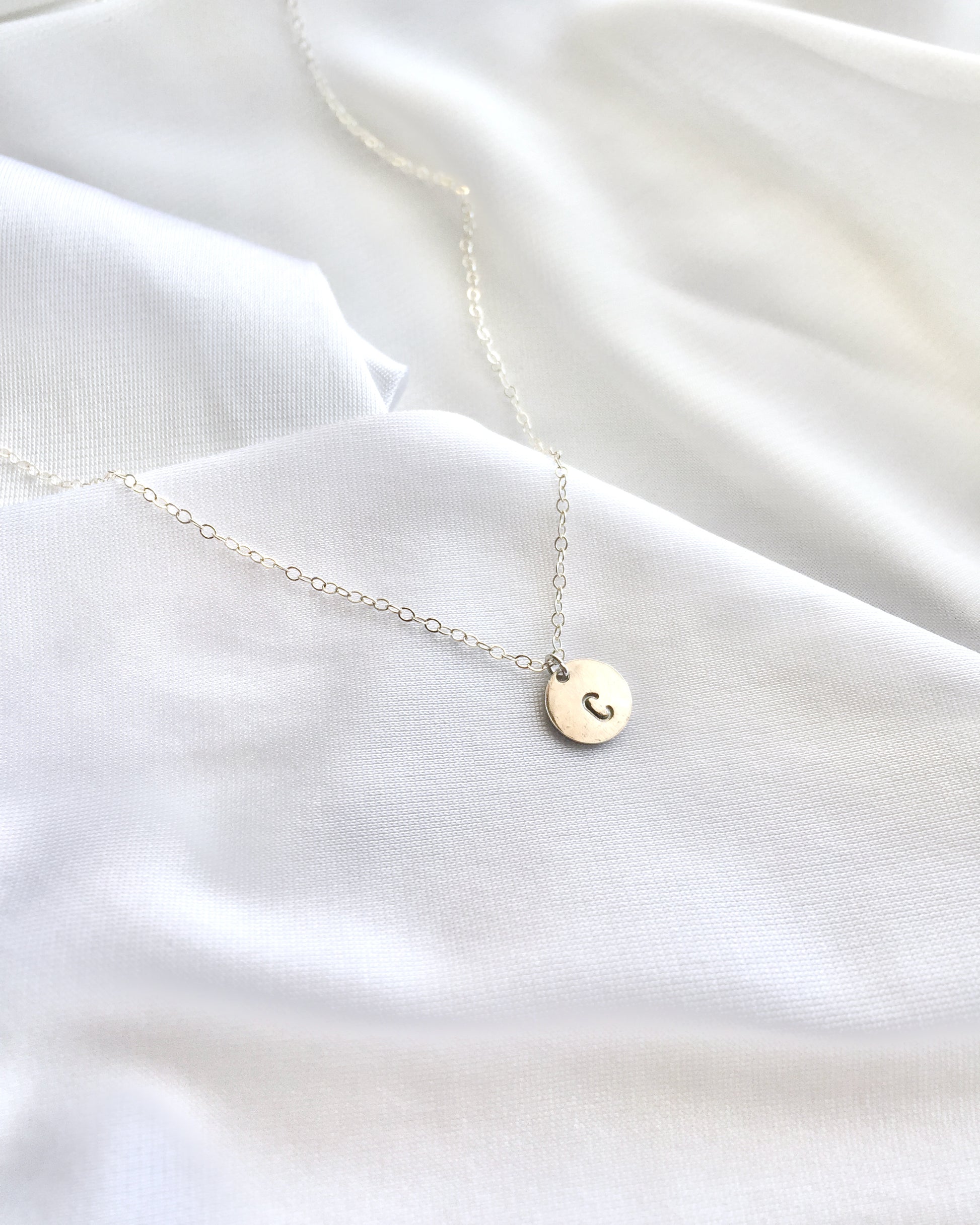 Minimal Initial Necklace | Dainty Initial Disc Necklace | Delicate Everyday Necklace | IB Jewelry