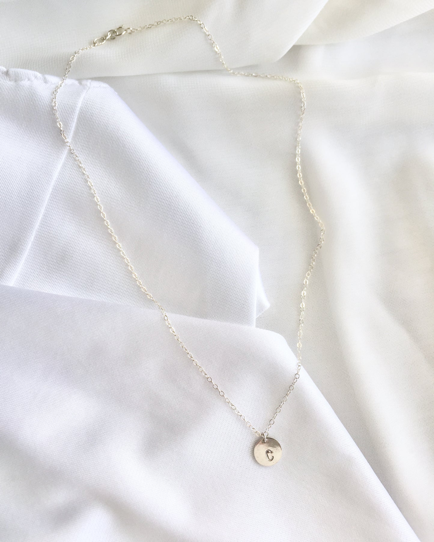 Dainty Everyday Necklace | Minimal Initial Necklace | Small Initial Disc Necklace | IB Jewelry