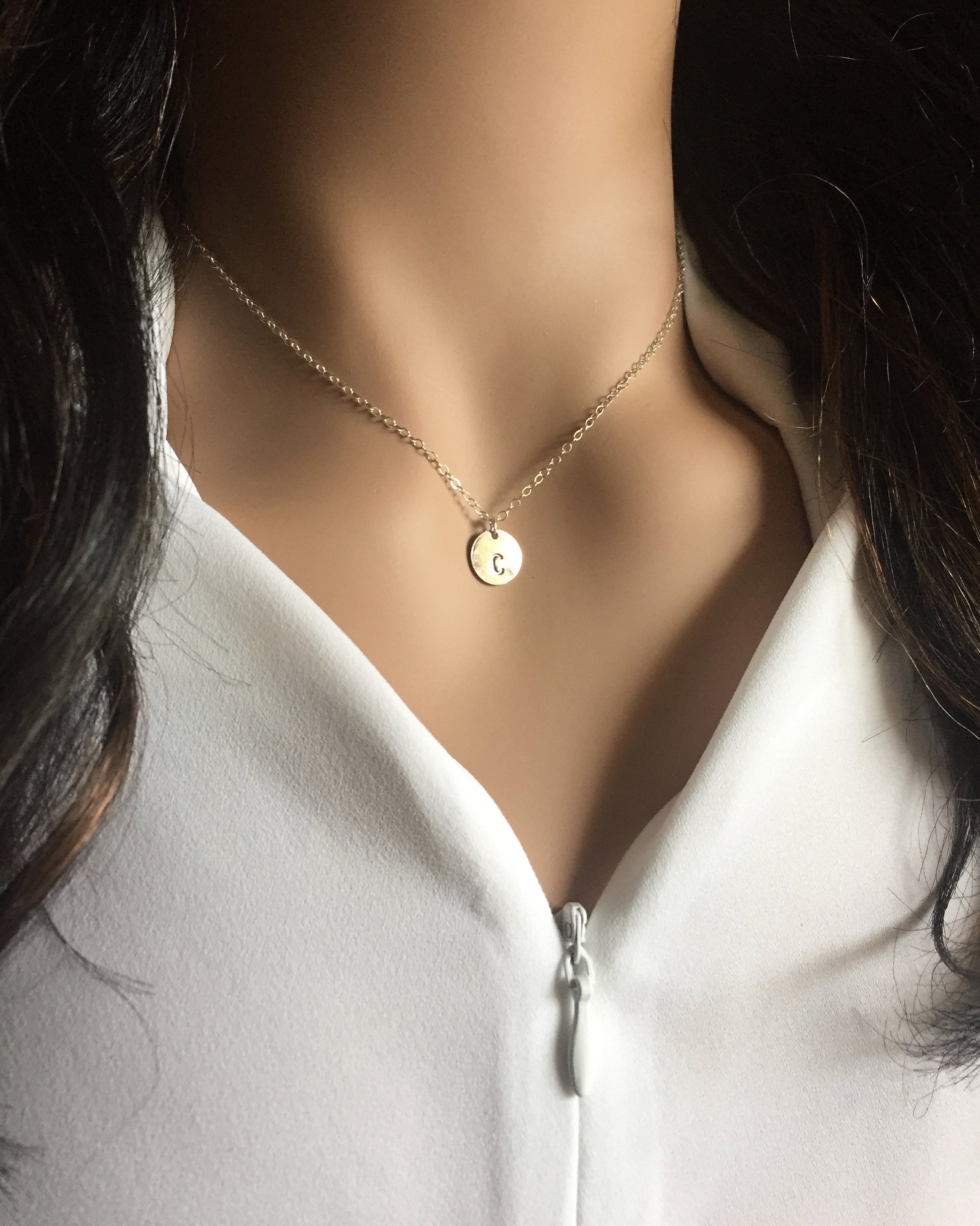 Delicate Initial Necklace | Initial Disc Necklace | Dainty Everyday Necklace | IB Jewelry