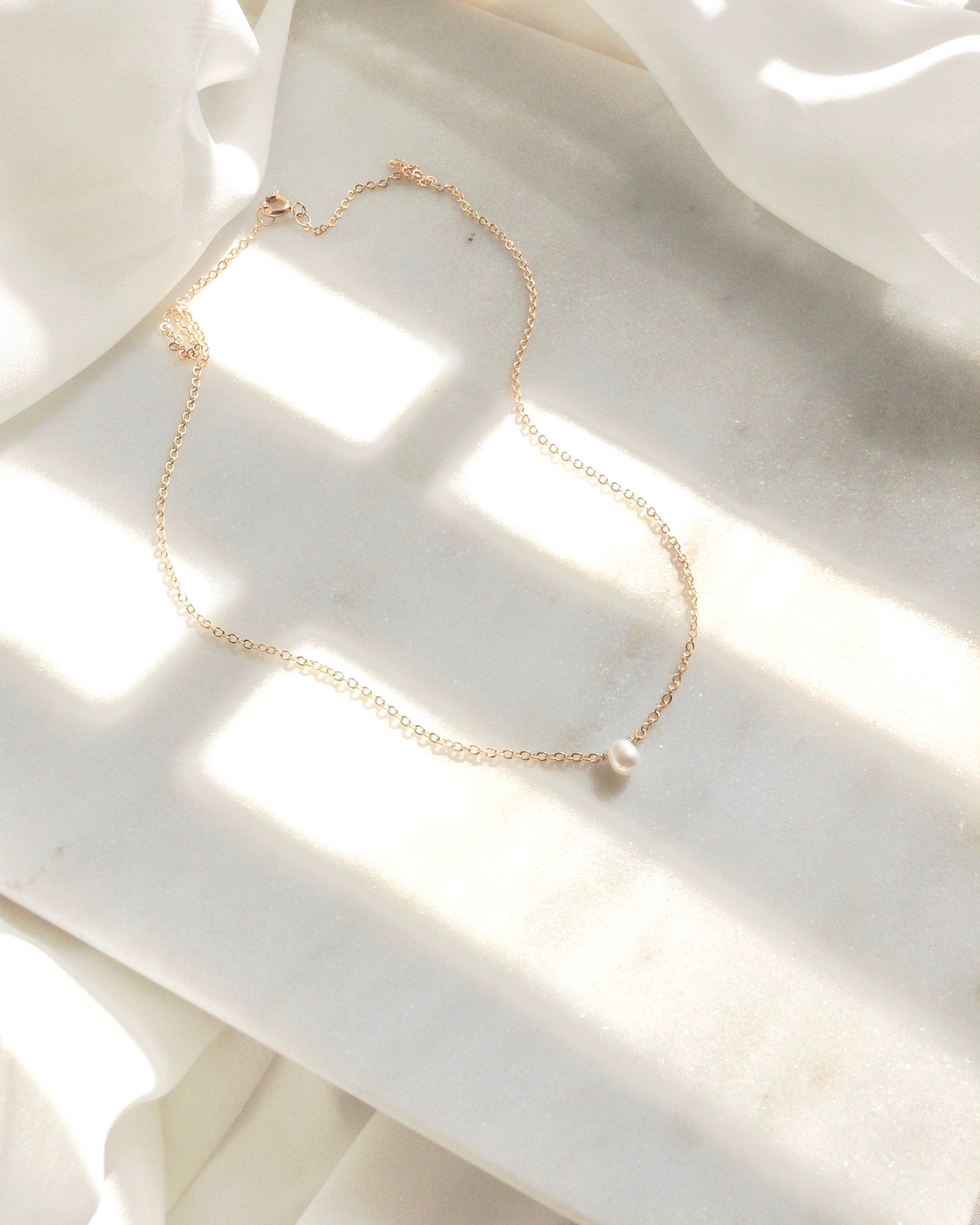 Simple Pearl Necklace Meaningful Gift in Gold Filled or Sterling Silver | IB Jewelry
