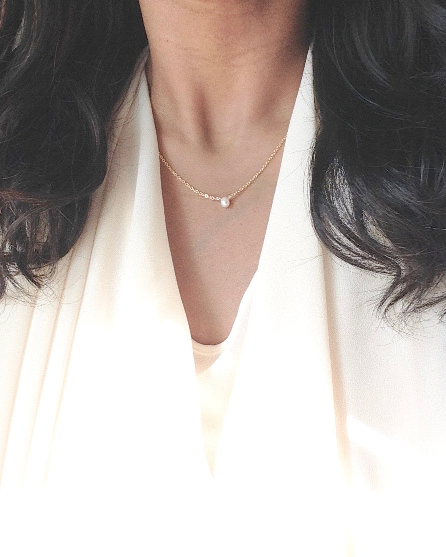 Sister In Law Simple Pearl Necklace Gift in Gold Filled or Sterling Silver | IB Jewelry