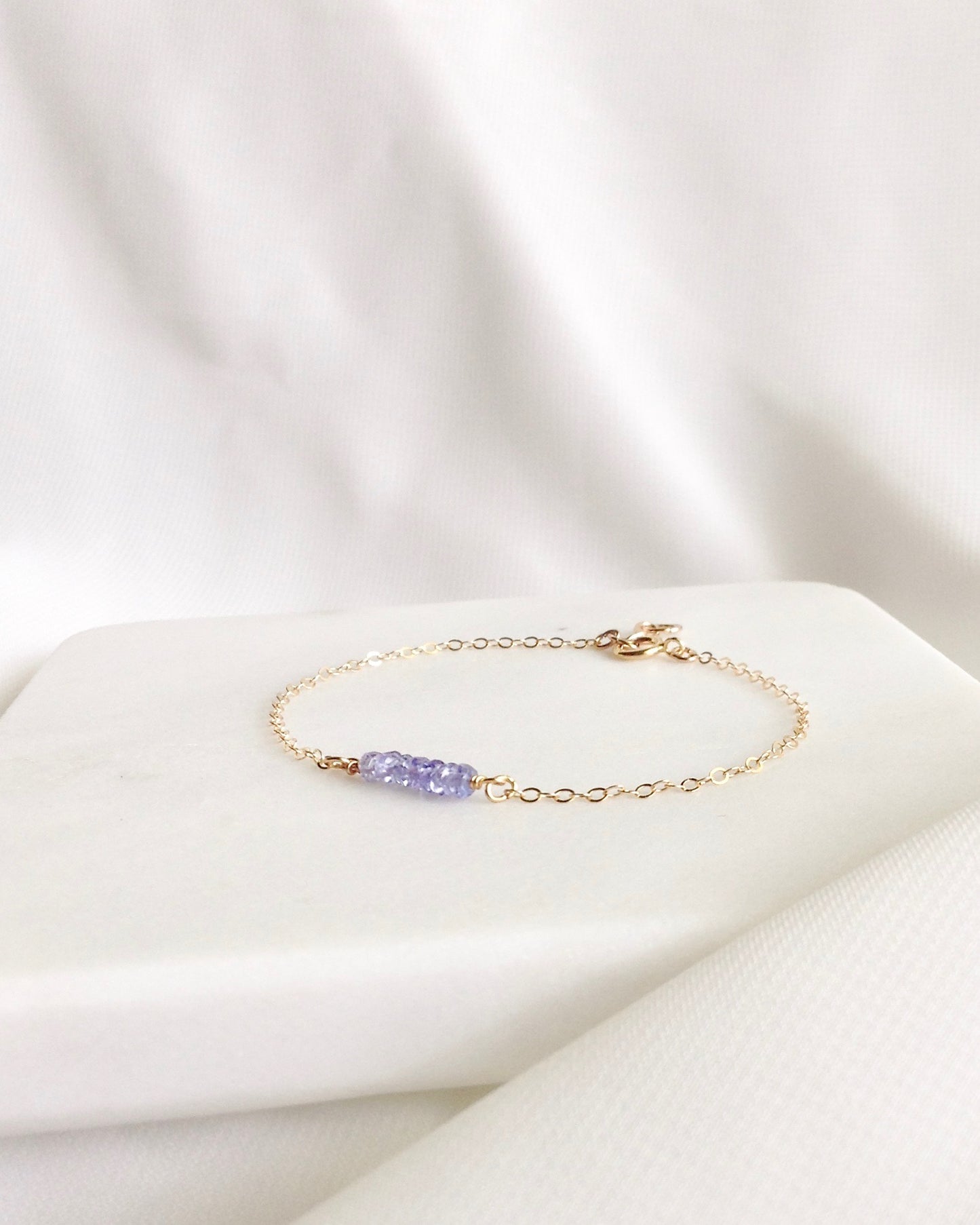 Tanzanite Delicate Gemstone Bracelet In Gold Filled or Sterling Silver | IB Jewelry
