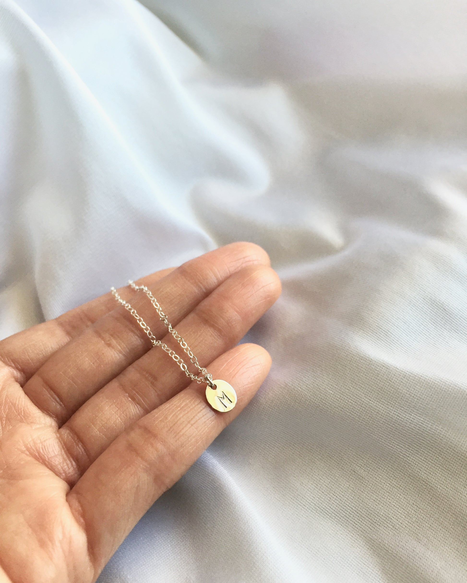 Tiny Initial Necklace In Sterling Silver or Gold Filled | Dainty Initial Necklace | IB Jewelry