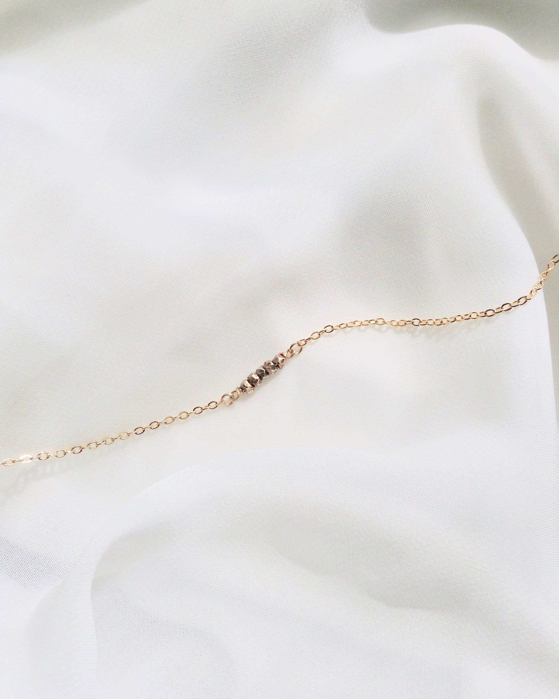 Tiny Nugget Bracelet | Thin Chain Bracelet | Minimalist Dainty Everyday Bracelet | IB Jewelry