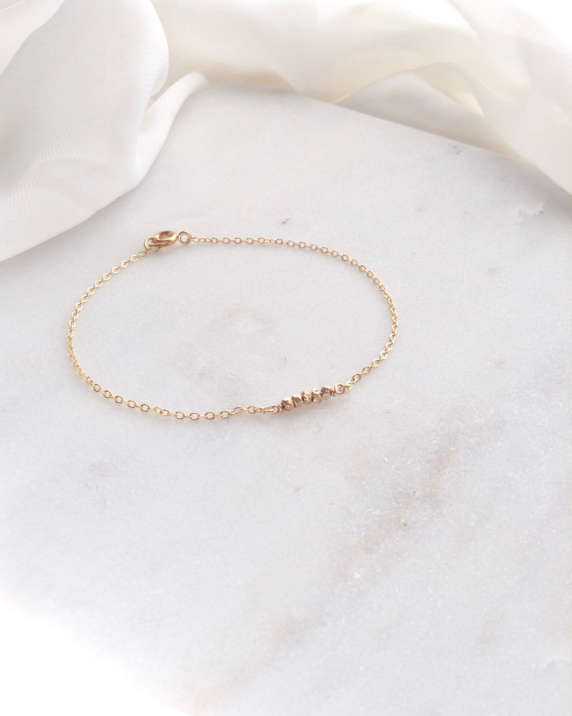 Tiny Nugget Thin Chain Bracelet | Dainty Chain Bracelet | Simple Delicate Bracelet | IB Jewelry