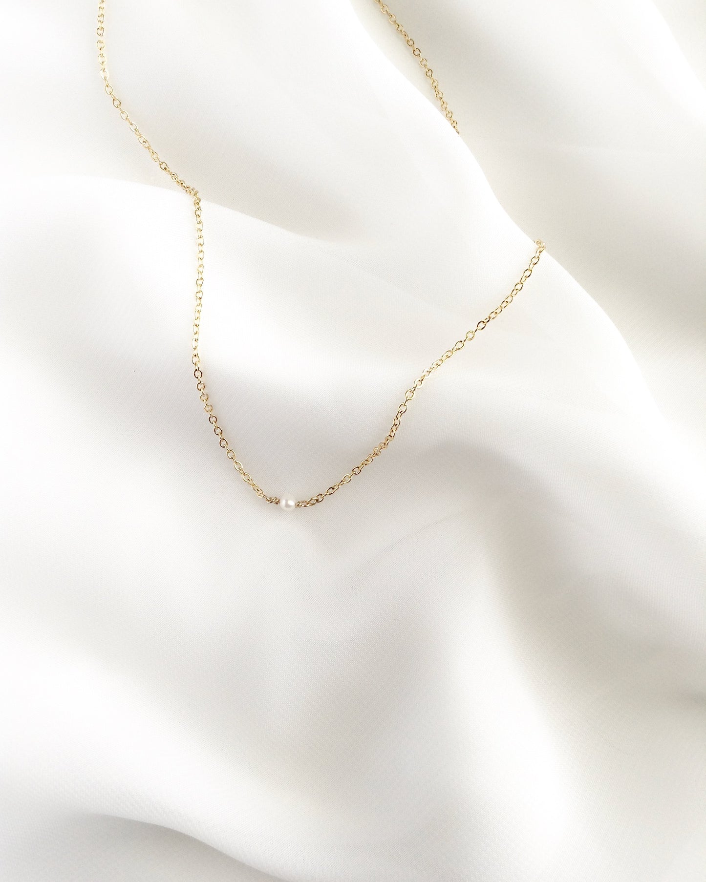 Tiny Minimalist Pearl Necklace