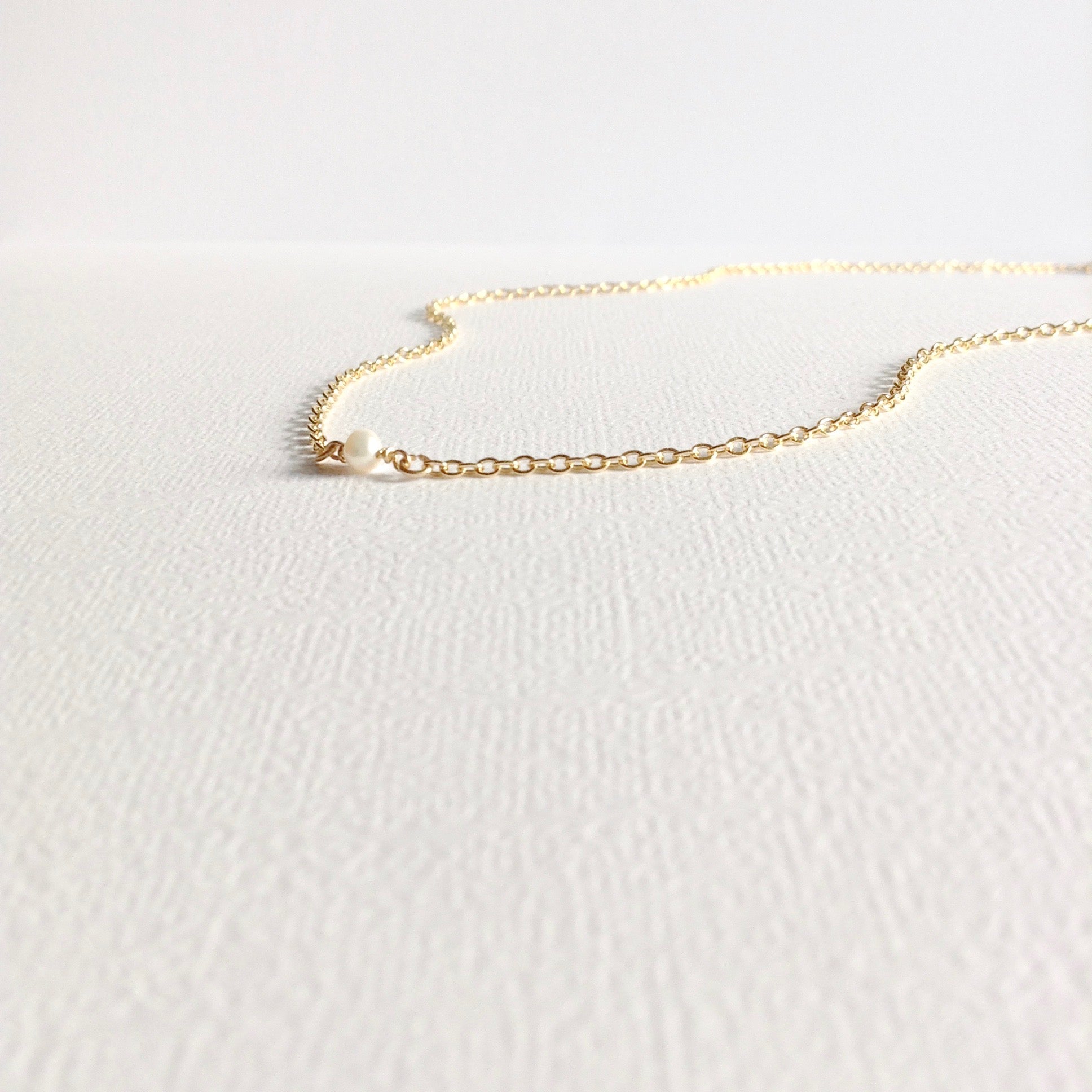 Godmother Gift Tiny Single Pearl Necklace | Meaningful Necklace | IB Jewelry