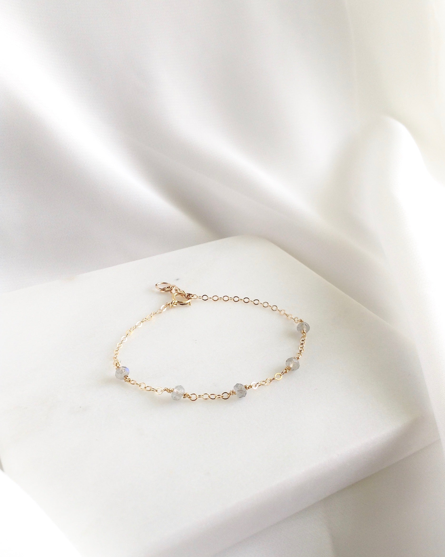 Labradorite Minimal Gemstone Bracelet | Simple Dainty Bracelet | IB Jewelry