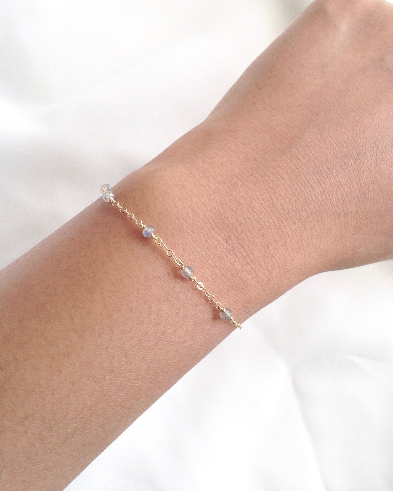Labradorite Delicate Gemstone Bracelet | Simple Gemstone Bracelet | IB Jewelry