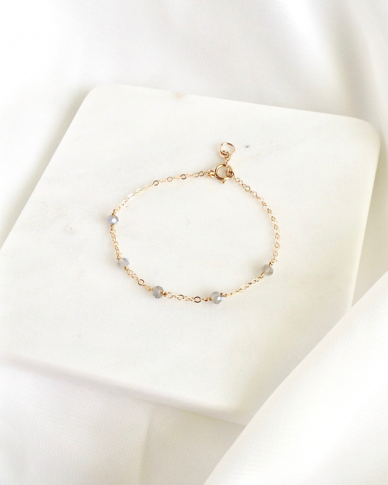 Labradorite Simple Delicate Bracelet | Dainty Gemstone Bracelet | IB Jewelry