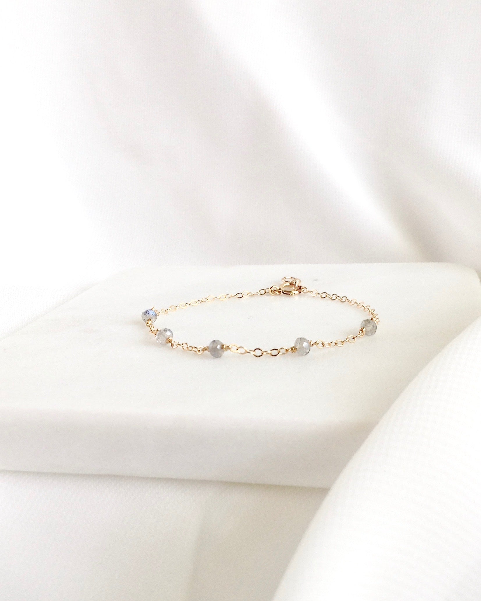 Labradorite Dainty Everyday Bracelet | Simple Delicate Chain Bracelet | IB Jewelry