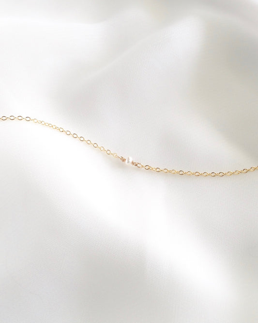 Single Pearl Dainty Chain Bracelet In Gold Filled or Sterling Silver | IB Jewelry