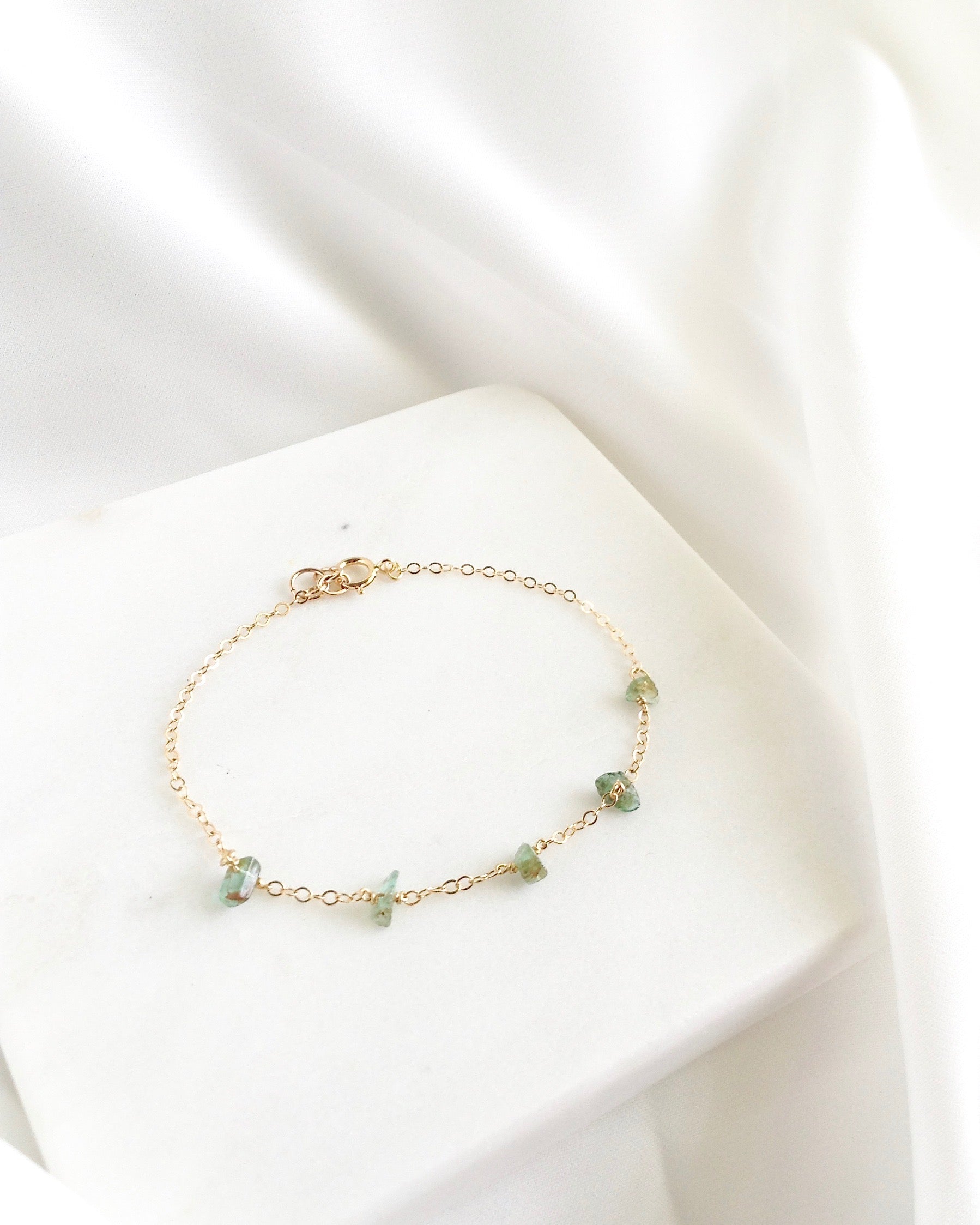 Colombian Emerald Bracelet in Gold Filled or Sterling Silver | IB Jewelry