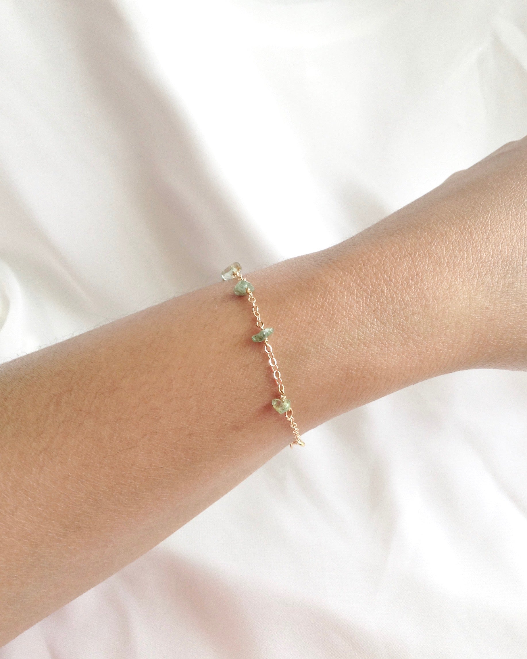 Dainty Emerald Bracelet in Gold Filled or Sterling Silver | IB Jewelry