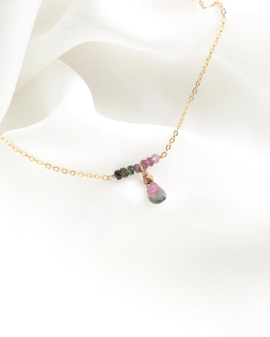 Delicate Tourmaline Necklace in Gold Filled or Sterling Silver | IB Jewelry