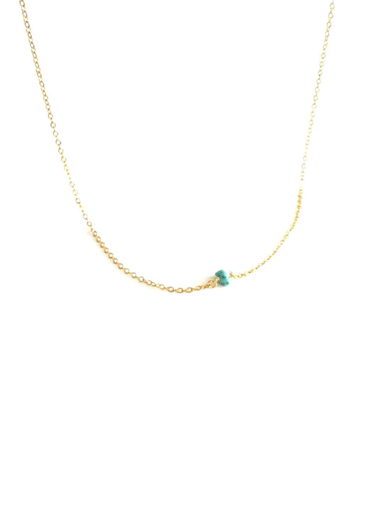 Tiny Dainty Turquoise Thin Chain Necklace | IB Jewelry