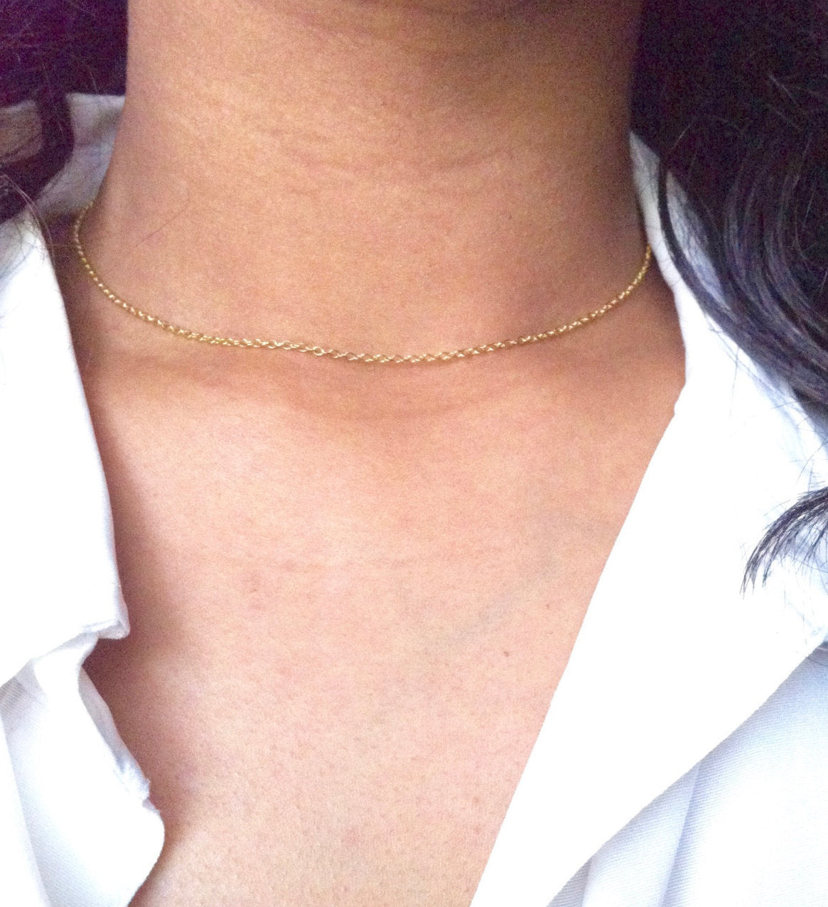Minimal Thin Chain Choker Necklace | Simple Chain Choker | IB Jewelry
