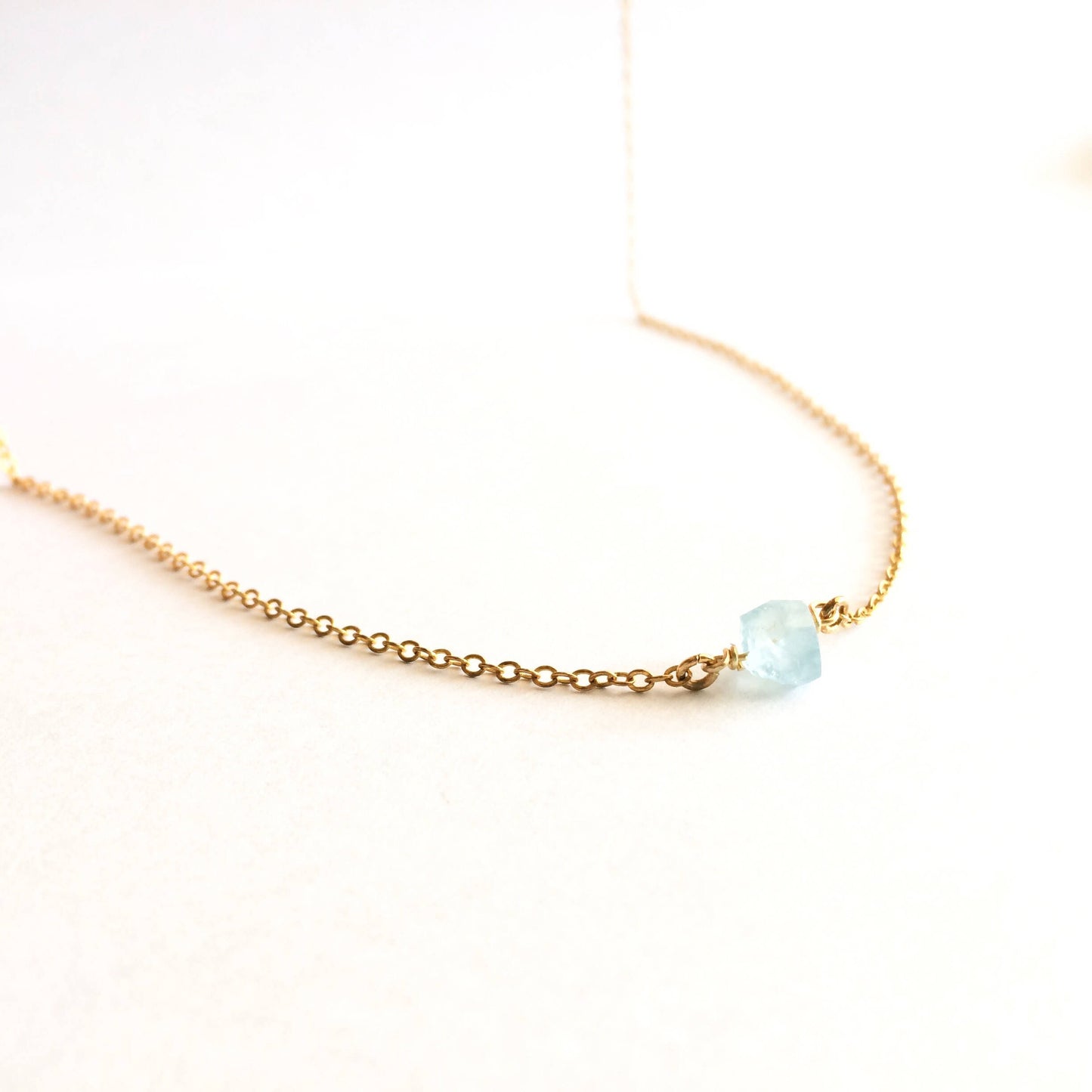 Dainty Aquamarine Minimalist Gemstone Necklace | IB Jewelry