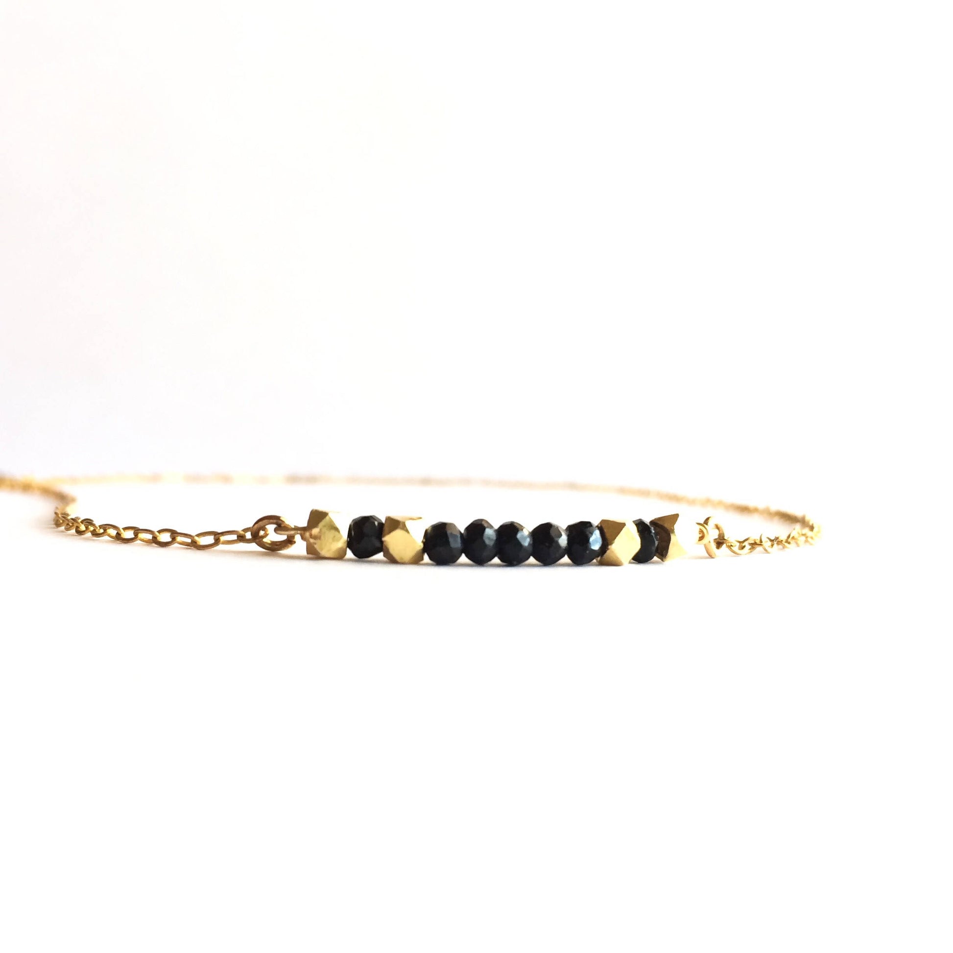 Delicate Black Tourmaline Gemstone Choker Necklace | Delicate Choker | Dainty Choker | IB Jewelry