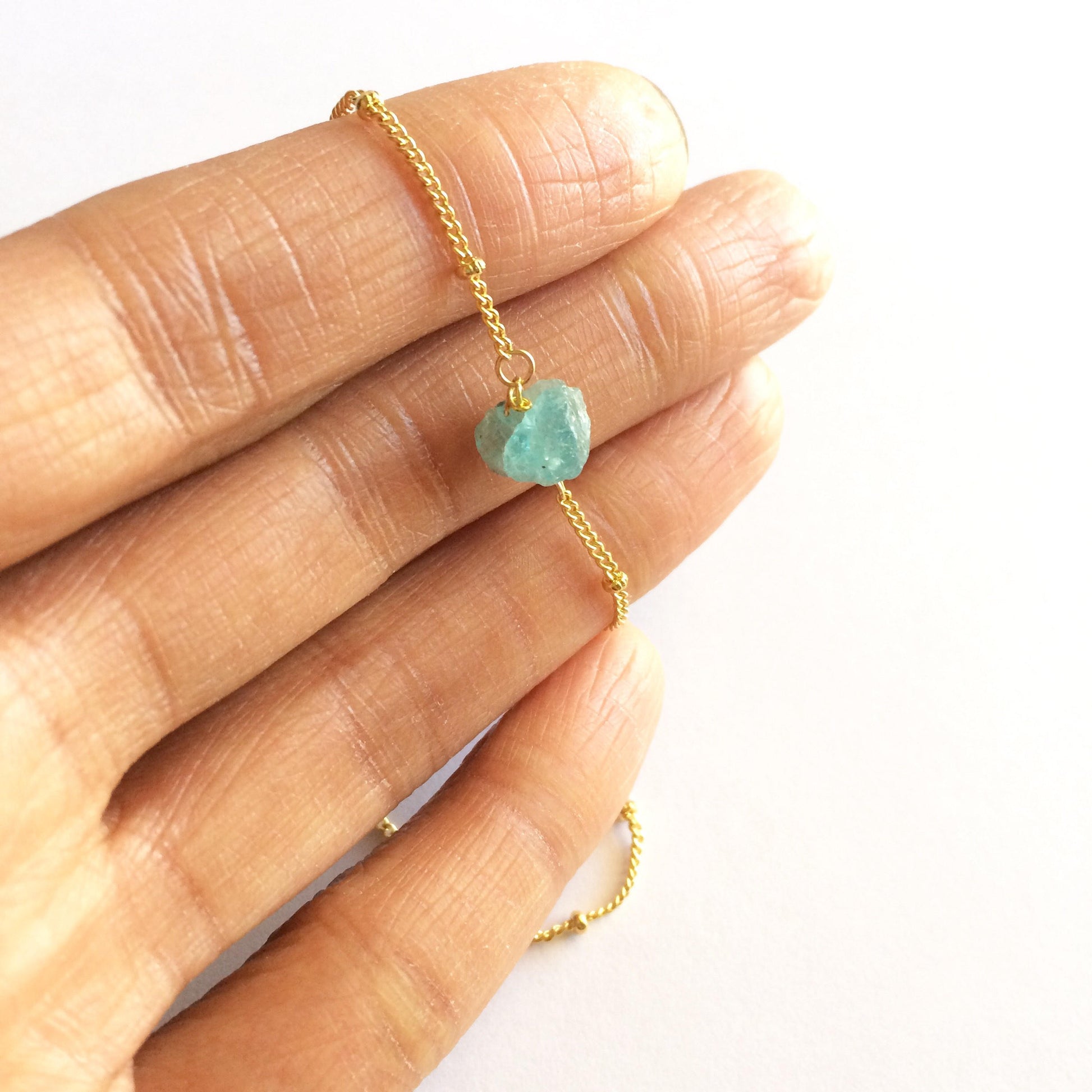 Raw Apatite Rough Gemstone Satellite Chain Necklace | IB Jewelry