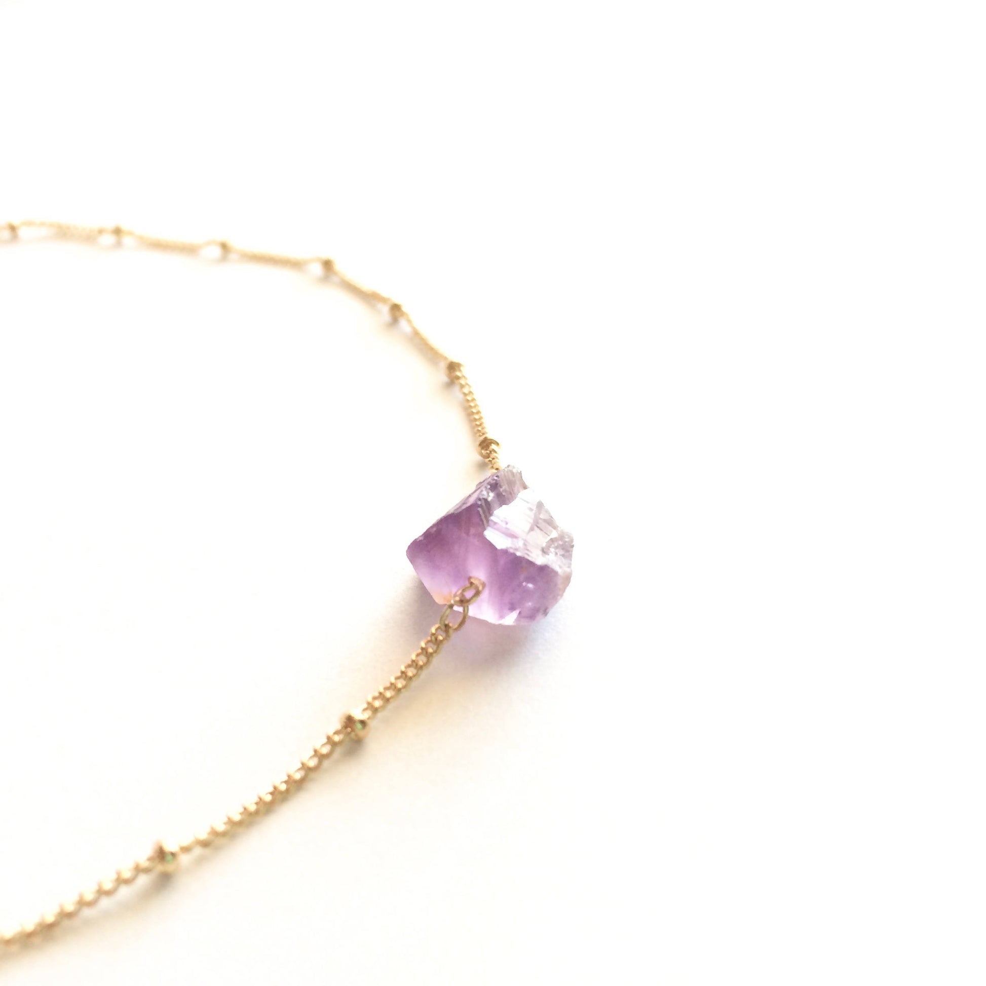 Rough Cut Amethyst Satellite Chain Necklace | Natural Amethyst Jewelry | IB Jewelry | IB Jewelry