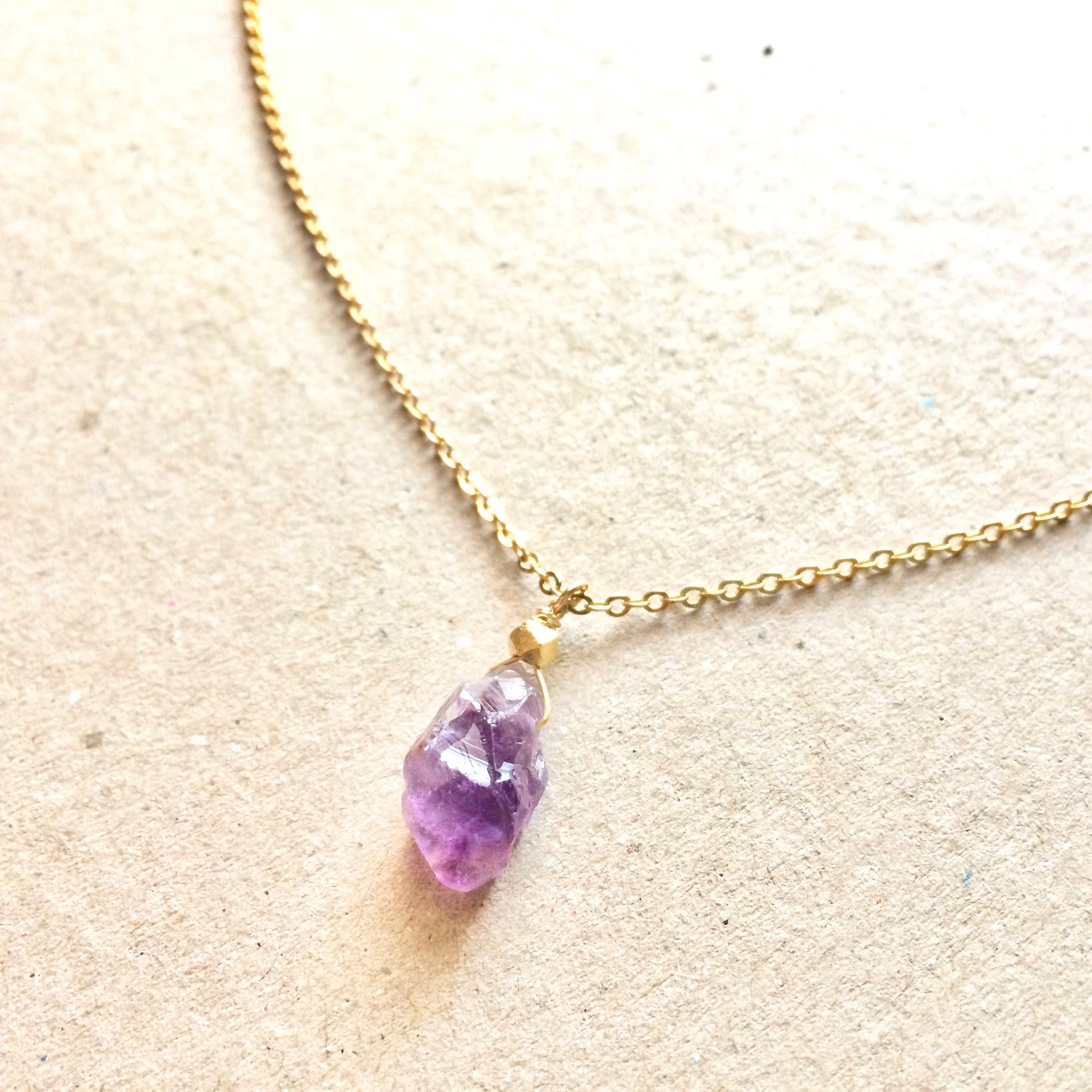 Real Raw Amethyst Crystal Necklace | Natural Amethyst Jewelry | IB Jewelry | IB Jewelry