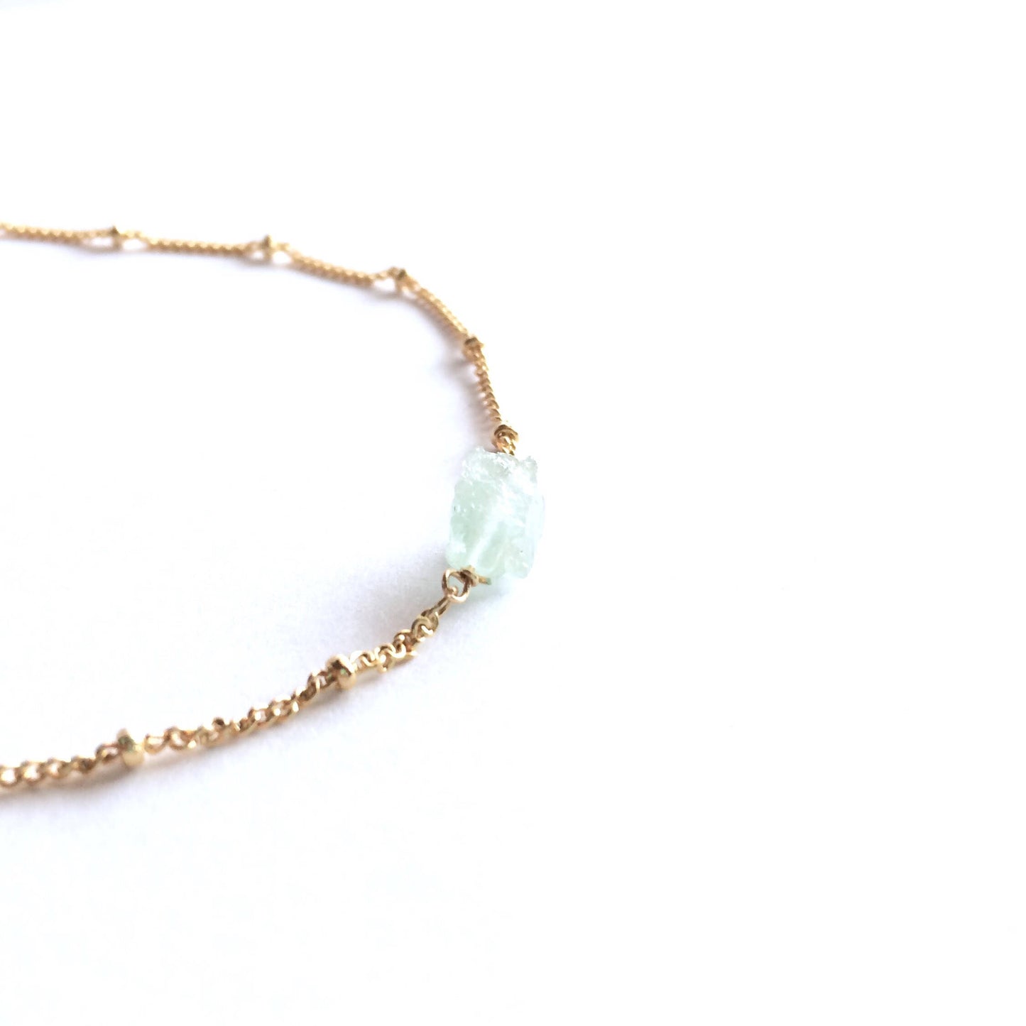 Raw Aquamarine Gemstone Satellite Chain Necklace | IB Jewelry