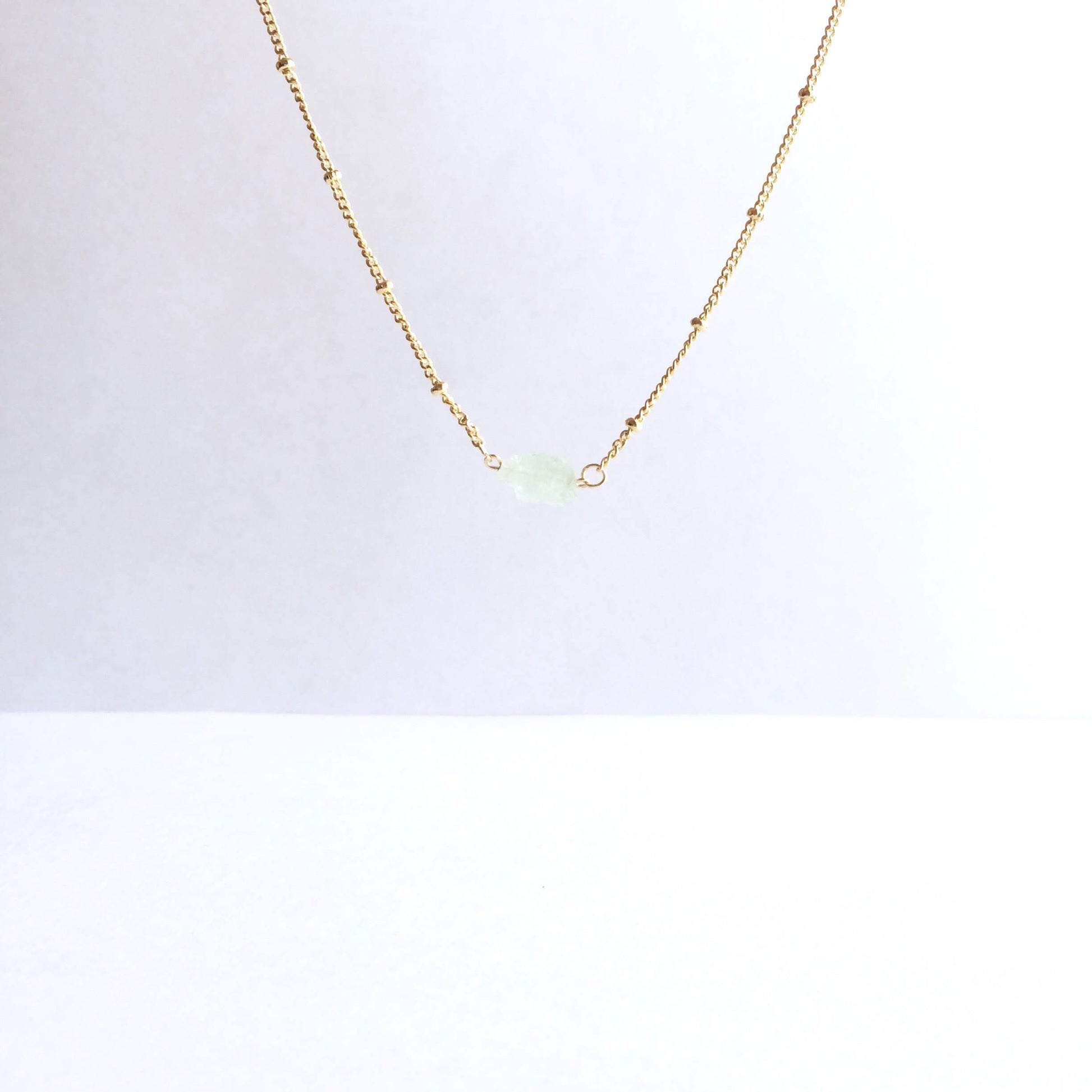 Raw Aquamarine Gemstone Satellite Chain Necklace | IB Jewelry