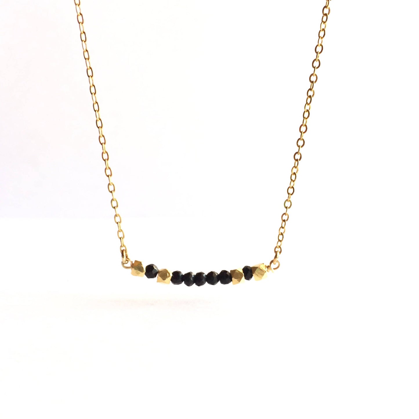 Delicate Black Tourmaline Gemstone Choker Necklace | IB Jewelry
