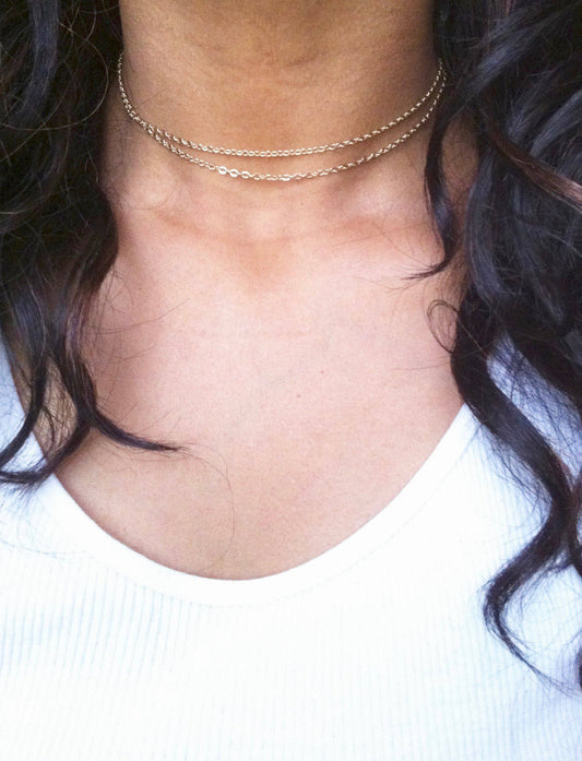 Thin Chain Double Strand Necklace | IB Jewelry