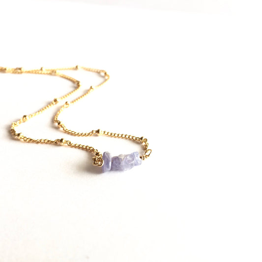 Raw Tanzanite Satellite Chain Rough Gemstone Necklace | IB Jewelry