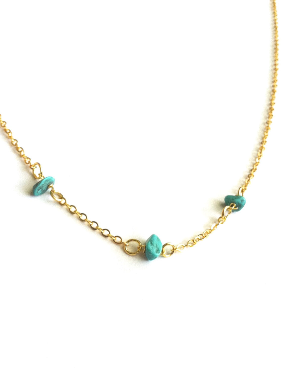 Delicate Turquoise Magnesite Tiny Bead Choker Necklace | IB Jewelry