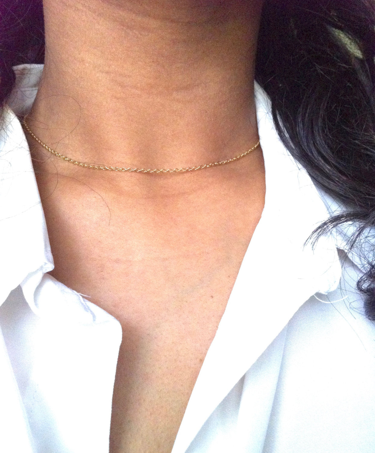 Minimal Thin Chain Choker Necklace | IB Jewelry